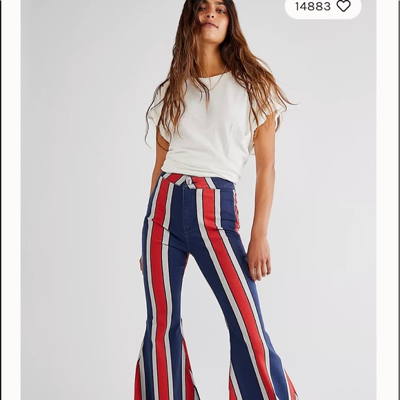 Free people Just Float On Printed Flare Jeans $98 - Picture 6 of 11